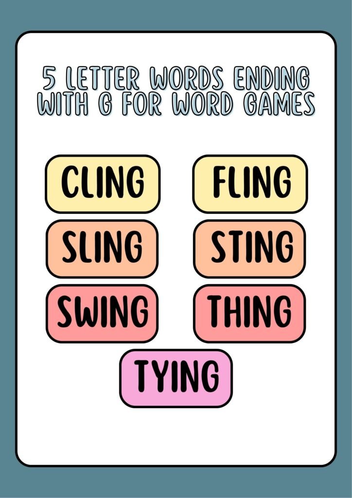 5 Letter Words Ending With G for Word Games
