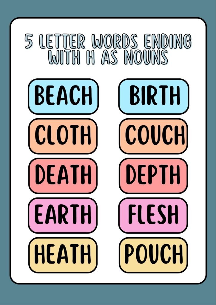 5 Letter Words Ending With H as Nouns