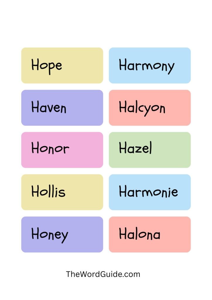 Positive H-Words for Baby Names